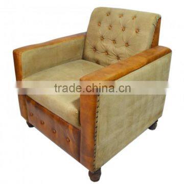 Aged Leather Brown Armchair Chesterfield,Leather Sofa