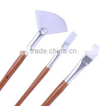 Bulk Cheap 3 Pcs Set Long Handle White Nylon Hair Fan Shaped Artist Oil And Acrylic Paint Brush