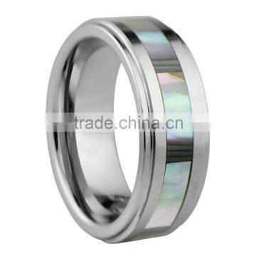 Elegant design stainless steel abalone shell ring for men