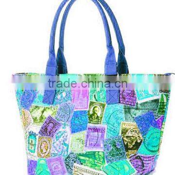 2015 Full Color Canvas Tote Bag Leather Handle photo-5