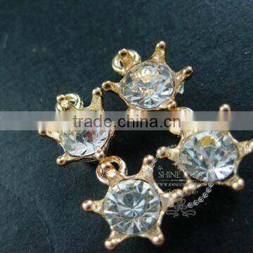 18mm Gold Plated Brass Zircon Imperial Crown Pendant Charm DIY Supplies Findings 1800148