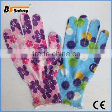 BSSAFETY Colorful polyester knitted garden working gloves