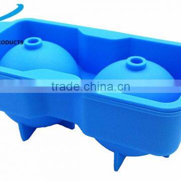 2 Cavity Large Sphere Round Ice Cube Tray Silicone