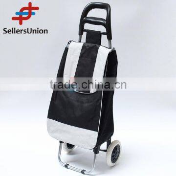 No.1 yiwu exporting commission agent wanted black color cheap folding shopping trolley