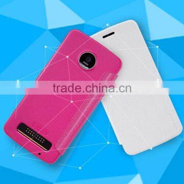 2016 Newest QUALITY FLIP LEATHER CASE FOR MOTO Z Play,NILLKIN Luxury Ultra Thin Sparkle Smart Flip PU Case Cover For MOTO Z PLAY