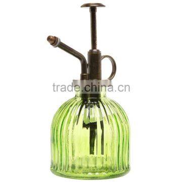 Vintage Style Green Transparent Glass Water Spray Bottle / Decorative Plant Mister with Top Pump