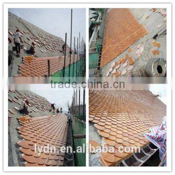 porcelain golden color roof tiles for tourists resort