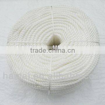 3 Strand White Polyester Twist Rope Abrastion resistive