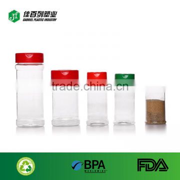 Ningbo wholesale 250ML spice can PP lid clear pet plastic spice bottle