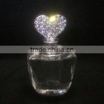 decorative mini empty clear crystal perfume bottle with rhinestones top