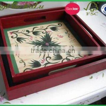 cheap price pine wood paint wooden tray for food,antique wooden tray,eco friendly wooden tray