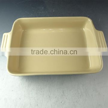 Hot Wholesale blue glazed ceramic bake plate with handles for daily use stock