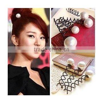 Personalized hairpin black Hair Stick Vintage Pearl Spiral Hairpin