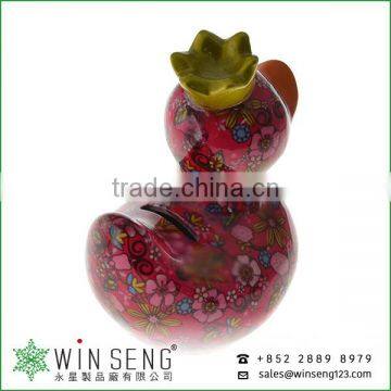 Cheap Coin Box Lovely Design Flower Patterns Duck Shaped Ceramic Animal Piggy Bank photo-2
