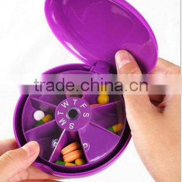 7-Day Storage Dispenser Holder Organizer Round Medicine Pill Vitamin Box Case