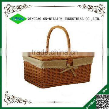 Handled Rectangular Natural Wicker Hamper Box With Liner photo-2
