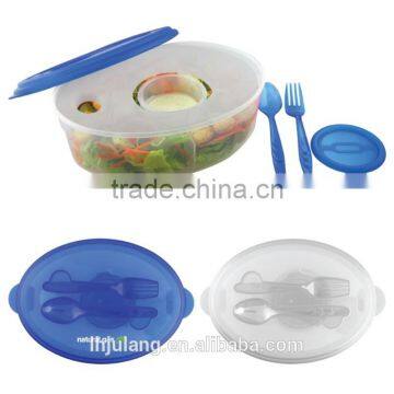 BPA-FREE Plastic salad lunch box set with ice pack/plastic lunch box set