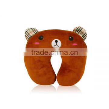 2017 new products funny animal neck brown Bear bolster cushion plush u pillow China for promotional gifts