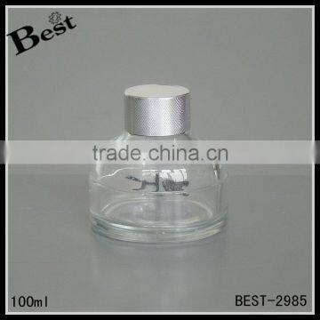 Cosmetic China Simple 100ml Clear Roumd Perfume Empty Glass Bottle Silver Aluminum Cap Best Sale Lowest Price Wholesale photo-3