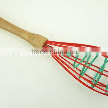 13007Silicone Double Helix Rapid Whisk With Wooden Handle photo-3