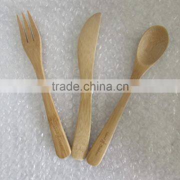 18cm bamboo spoon fork knife/7inch dinner sets with logo carving