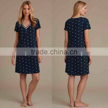 Wholesale Custom Made in China Women Fashion Short Sleeve Daisy Floral Nightdress Sleepwear China Clothing Manufacture Pyjamas