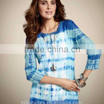 women's tie dye blouse & top , women's beads neck blouse