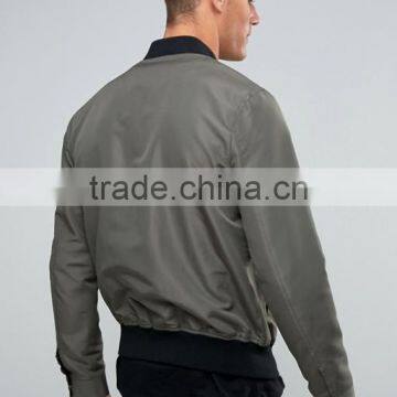2017 High Quality New Design Durable 100% Polyester Smooth Woven Grey Rib Cuffs Running Casual Men Motorcycle Jacket photo-2