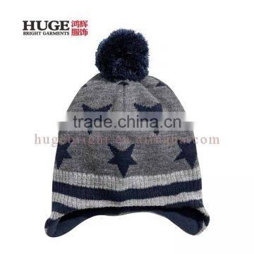 Soft Knit With A Pompom At The Top And Earflaps Winter Hat