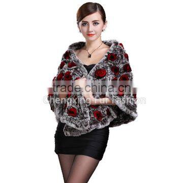 CX-B-69B Floral Rex Rabbit Fur Wedding Dress Shawl All Types Of Shawls photo-2