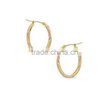 Tri Tone Gold Plated Hoop Earrings