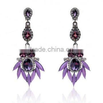 purple acrylic long pendant stud earrings diy handmade fashion long hanging stud earrings for 2016 women jewelry