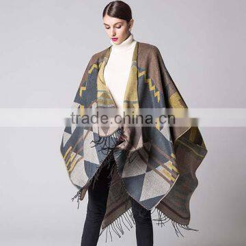 2017 Spring new item ladies scarf Western style Bohemia style tassels model imitated cashmere material women cloak