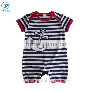 Summer Baby Bodysuit Collection Navy Style Newborn Baby Romper Knitted Stripe Kids Clothes