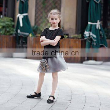 two piece knitting t shirt and skirt dress ball grown dress for baby girl summer dress for girl ruffle skirt