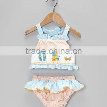 Wholesale Holidays Smocked Bikini for Baby Girls Summer 2014