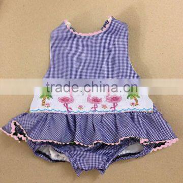 Wholesale smocked 1pc swimsuit for baby girls Summer 2015