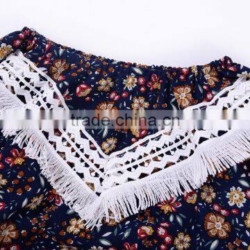 S33591W Baby Girls Latest Fashion Blouse Design Floral Printed Cotton Blouse photo-4
