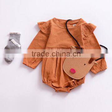 S33586W 2017 Autumn bay clothes romper pure color flying sleeve romper