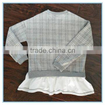 Kids Custom Fake Two Pieces Crewneck Sweatshirt Two Colors Sweatshirts Hoodies Girls Top Check Shirt photo-2