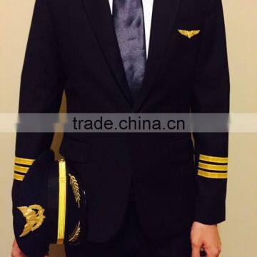 China Custom Made Manufacture Black Air Use Uniforms Airline Pilot Uniform photo-6