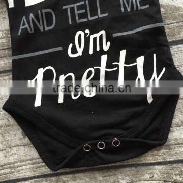 Infant Baby Girls Boutique Clothing Sets Toddler Outfits Feed me and Tell me I'm Pretty Romper Infant Toddler Girls Romper photo-2