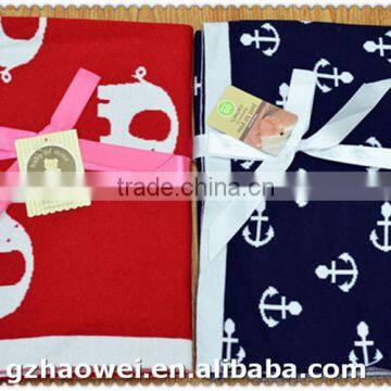Navy Style Knit Baby Wool Blanket photo-2