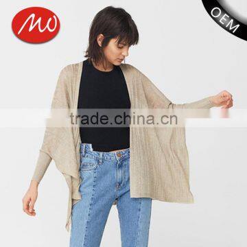 Women's Dolman Long Sleeve Loose Cashmere Knitted Thin Cardigan With Best Quality