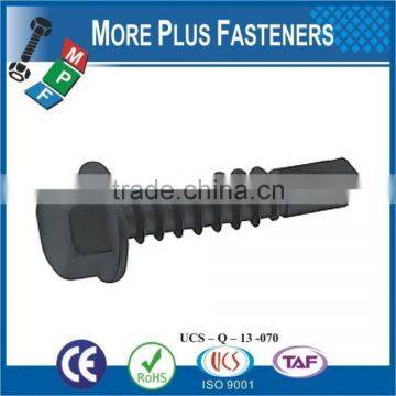 Made in Taiwan Black Stainless Steel Zinc Plated Flange Hexagon Head Self Drilling Teks Screw