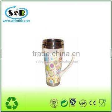 ceramic tea cup with lid and handle .ceramic thermos cup