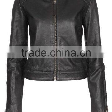 black artificial leather fashion jacket for lady