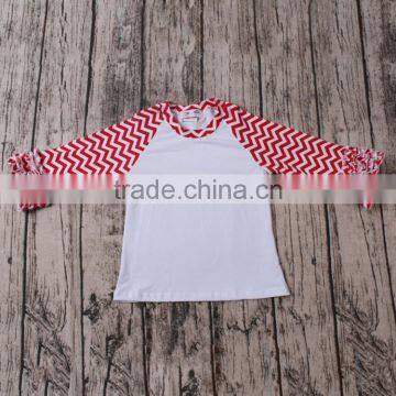 Yawoo 2016 red chevron ruffle cotton long sleeve girls icing raglan shirts baby designer clothing