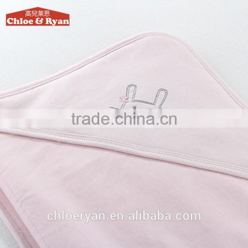 100% cotton weave and polyester pink color baby blanket, baby wrap