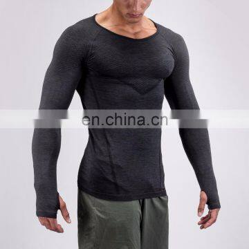 Wholesale Latest Design Gym Wear Mens Seamless Performance Green Men Long Sleeve T Shirt photo-6